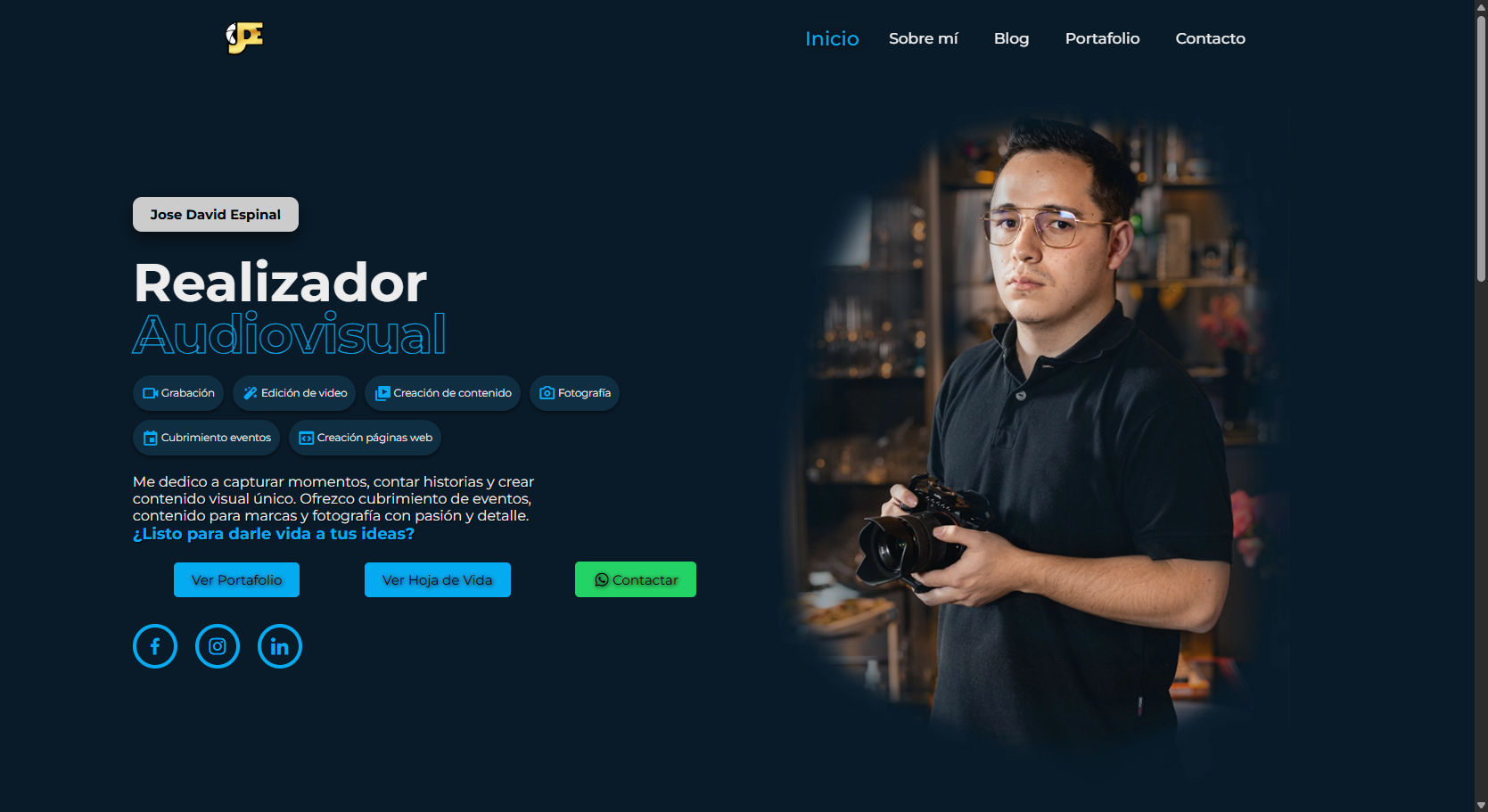 Jose David Portafolio - Proyecto web desarrollado